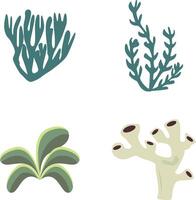 Coral Reef Underwater Icon Set. Abstract Design and Shapes. Vector Illustration