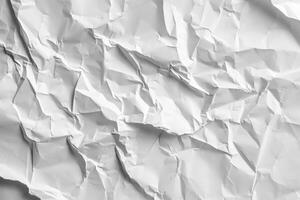 AI generated Crumpled white paper background with space for text. photo