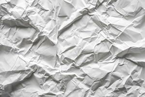 AI generated white crumpled paper texture background. photo