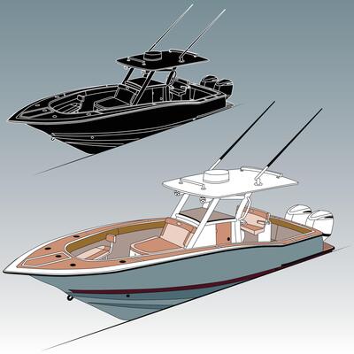 Fishing boat vector-art and one color