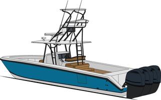 Top view fishing boat vector