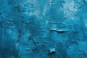 AI generated Abstract blue stucco wall background with cold mood. photo