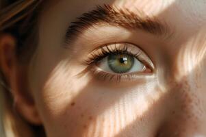 ai generado del modelo ojos con natural suave maquillaje foto