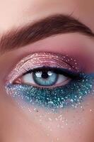 AI generated Seaside Hues Ocean-Toned Eye Shadow in Pink photo