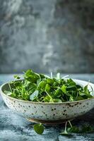 AI generated Vibrant Greens Watercress Salad photo