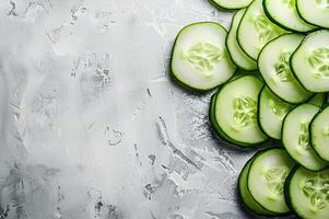 AI generated A Captivating Snapshot of Sliced Cucumbers photo