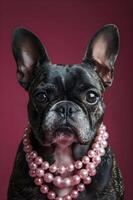 AI generated Dog Wearing Pearls photo