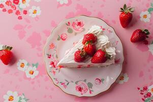 AI generated Strawberry Cake Slice photo