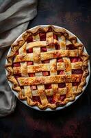 AI generated Golden-Crusted Rhubarb Pie Delight photo