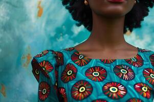 AI generated Afro Chic Elegance Beautiful Woman in Ankara Pattern Fashion photo