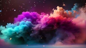 AI generated colorful clouds in the sky with stars video