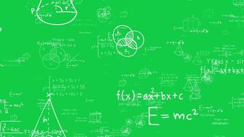 wiskunde, wetenschap formule wiskundig vergelijking berekening denken bedekking lus animatie Aan groen scherm achtergrond video