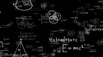 Math science formula mathematic equation calculation thinking loop endless animation black background video