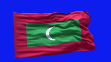 Maldives Flag 3d render waving animation motion graphic isolated on blue screen chroma key background video