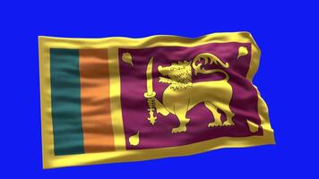 Sri Lanka Flag 3d render waving animation motion graphic isolated on blue screen chroma key background video