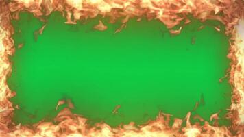 Realistic Fire flame frame loop animation overlay effect on green screen background video