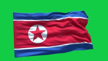 North Korea Flag 3d render waving animation motion graphic isolated on green screen background video