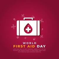 World First Aid Day Paper cut style Vector Design Illustration for Background, Poster, Banner, Advertising, Greeting Card