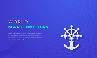 World Maritime Day Paper cut style Vector Design Illustration for Background, Poster, Banner, Advertising, Greeting Card