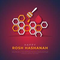 Happy Rosh Hashanah Day Paper cut style Vector Design Illustration for Background, Poster, Banner, Advertising, Greeting Card