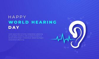 World Hearing Day Paper cut style Vector Design Illustration for Background, Poster, Banner, Advertising, Greeting Card