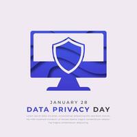 Data Privacy Day Paper cut style Vector Design Illustration for Background, Poster, Banner, Advertising, Greeting Card