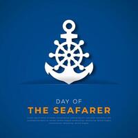 Day of the Seafarer Paper cut style Vector Design Illustration for Background, Poster, Banner, Advertising, Greeting Card