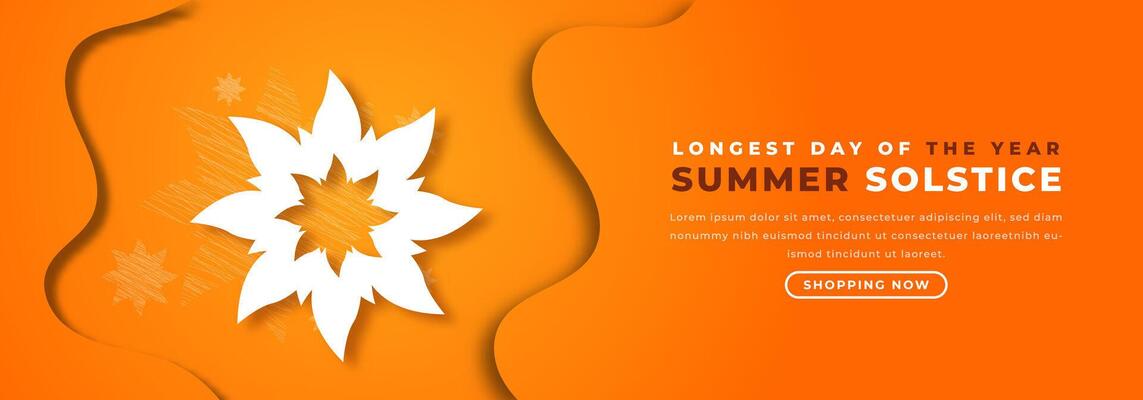 Summer Solstice. Longest Day of the Year Paper cut style Vector Design Illustration for Background, Poster, Banner, Advertising, Greeting Card