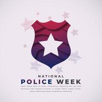 National Police Week Paper cut style Vector Design Illustration for Background, Poster, Banner, Advertising, Greeting Card