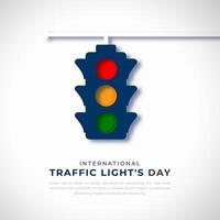 International Traffic Light's Day Paper cut style Vector Design Illustration for Background, Poster, Banner, Advertising, Greeting Card