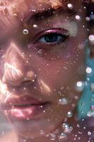 AI generated Aquatic Glow Model's Close-Up Underwater in Pink photo