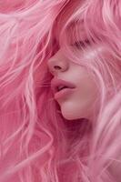 AI generated Chic Pink Waves Trendsetting Hairstyle for Today's Woman photo