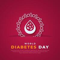 World Diabetes Day Paper cut style Vector Design Illustration for Background, Poster, Banner, Advertising, Greeting Card