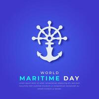 World Maritime Day Paper cut style Vector Design Illustration for Background, Poster, Banner, Advertising, Greeting Card