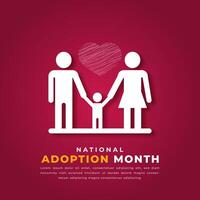 National Adoption Month Paper cut style Vector Design Illustration for Background, Poster, Banner, Advertising, Greeting Card