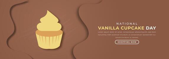 National Vanilla Cupcake Day Paper cut style Vector Design Illustration for Background, Poster, Banner, Advertising, Greeting Card