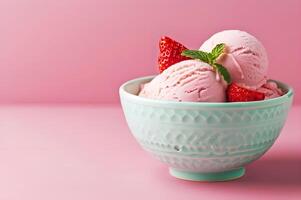 AI generated Strawberry Ice Cream Bowl photo