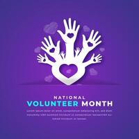 National Volunteer Month Paper cut style Vector Design Illustration for Background, Poster, Banner, Advertising, Greeting Card