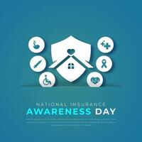 National Insurance Awareness Day Paper cut style Vector Design Illustration for Background, Poster, Banner, Advertising, Greeting Card