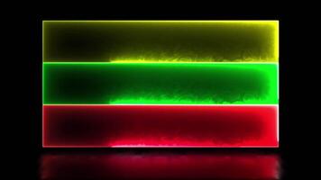 Looping neon glow effect icons, national flag of Lithuania, black background video