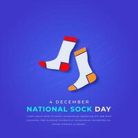 National Sock Day Paper cut style Vector Design Illustration for Background, Poster, Banner, Advertising, Greeting Card