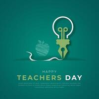 Happy Teachers Day Paper cut style Vector Design Illustration for Background, Poster, Banner, Advertising, Greeting Card