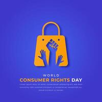 World Consumer Rights Day Paper cut style Vector Design Illustration for Background, Poster, Banner, Advertising, Greeting Card