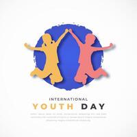 International Youth Day Paper cut style Vector Design Illustration for Background, Poster, Banner, Advertising, Greeting Card