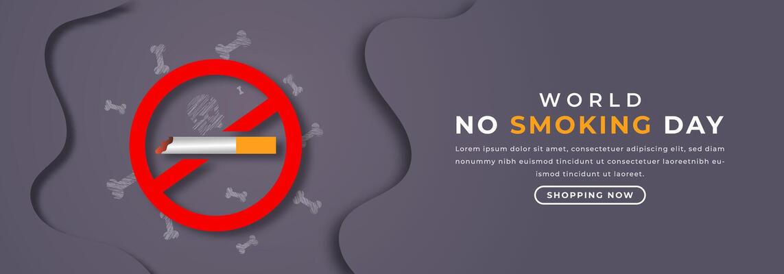 No Smoking day Paper cut style Vector Design Illustration for Background, Poster, Banner, Advertising, Greeting Card