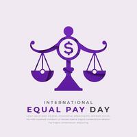 International Equal Pay Day Paper cut style Vector Design Illustration for Background, Poster, Banner, Advertising, Greeting Card