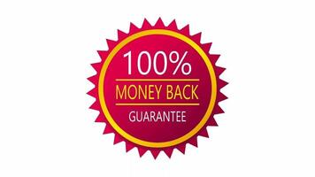 100 percent money back guarantee motion badge stickers video