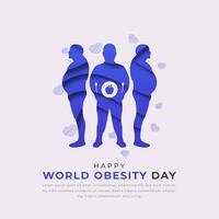 mundo obesidad día papel cortar estilo vector diseño ilustración para fondo, póster, bandera, publicidad, saludo tarjeta