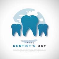 Happy Dentists Day Paper cut style Vector Design Illustration for Background, Poster, Banner, Advertising, Greeting Card