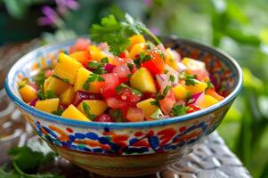 AI generated Colorful Bowl with Mango Salsa photo